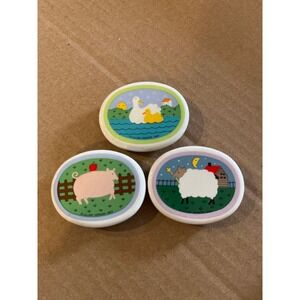 Lillian Vernon 1983 Vintage Ceramic Farm Animal magnets Set